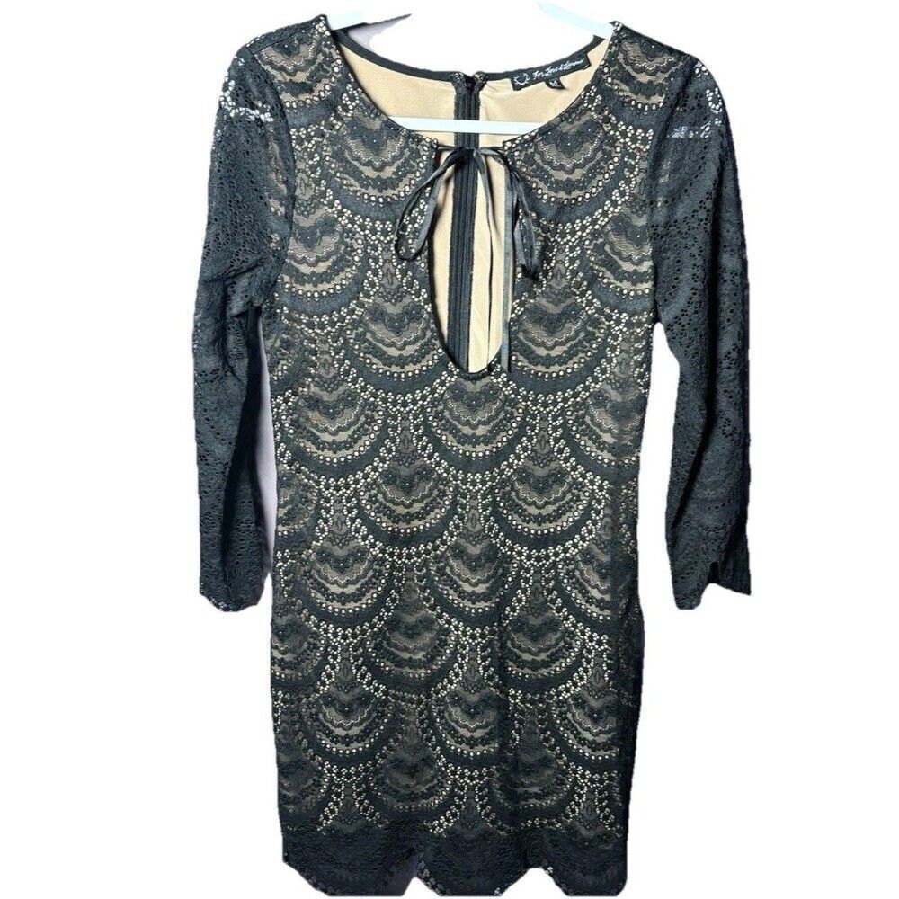 For Love and Lemons Rosalita Mini Dress Medium Black Scalloped Lace Keyhole